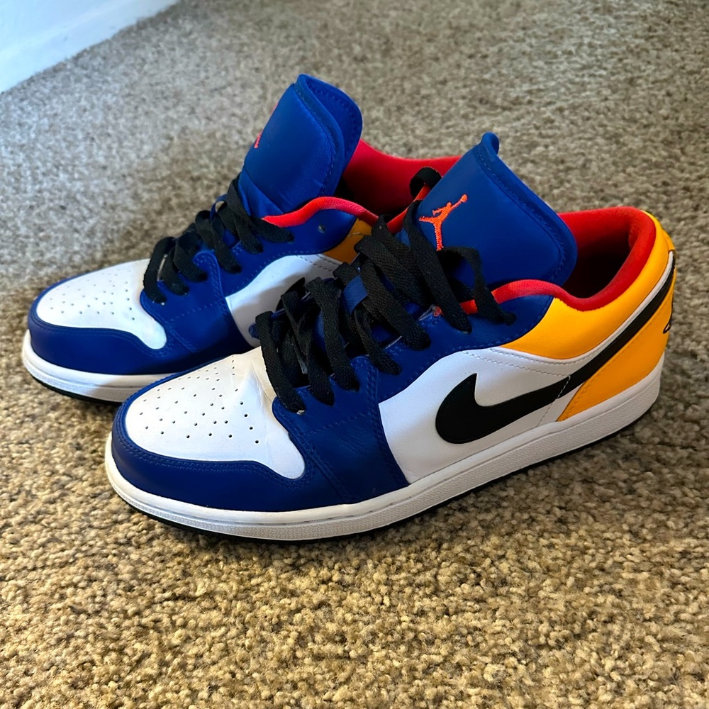 Air Jordan 1 Low 'Royal Yellow' White/Track Red-Blue 553558-123 Size 9